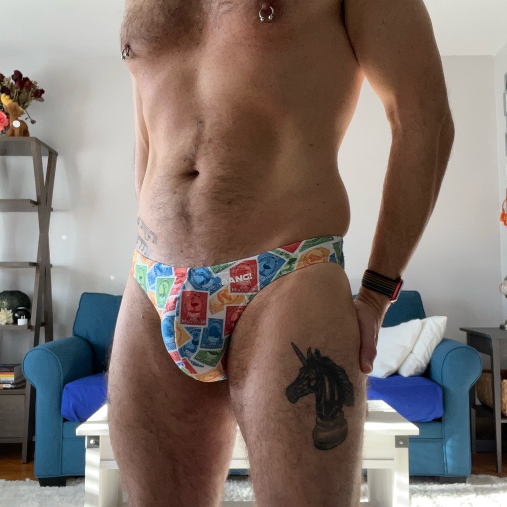 ⭐️🏳️‍🌈 BANG! Colorful Stamp Print Swim Briefs - Picture 8 of 8